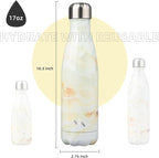 Insulated Water Bottles,17 oz Double Wall Stainless Steel Vacumm Metal Flask for Sports Travel,Marble Jade