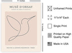 Poster Master Vintage Poster - Retro One Line Hummingbird Drawing Print - Bird Line Art - Minimal Gift for Him, Her, Animal Lover - Abstract Decor for Home, Office - 11x14 UNFRAMED Wall Art