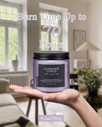 M&SENSE Soy Candles for Home Scented, 11.6oz Lavender Citrus Scent Aromatherapy 70H Burn Time, Stress Relief Gifts for Mom Girlfriend Teacher, Medium Jar Candle for Spa, Bath, Yoga