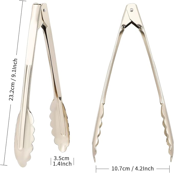 MSY BIGSUNNY 9 Inch Food Tongs for Cooking and Serving- Aluminum Kitchen Utensil - Set of 3 (silver)