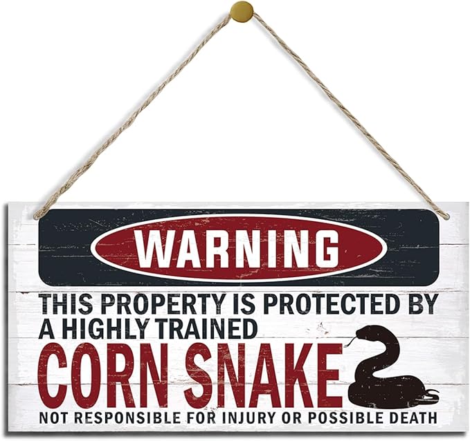 Warning Sign, Corn Snake Warning Wood Plaque Sign, Funny Door Signs, Decorative Wood Hanging Suspension Plaque, Farmhouse Wooden Wall Decor, Outdoor Hanging Wooden Signs