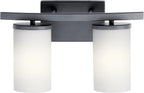 KICHLER 45496BK Crosby Vanity, 2-Light 200 Total Watts, Black
