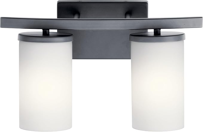 KICHLER 45496BK Crosby Vanity, 2-Light 200 Total Watts, Black