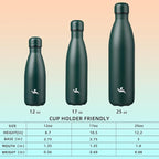 Insulated Water Bottles,12 oz Double Wall Stainless Steel Vacumm Metal Flask for Sports Travel,Army Green