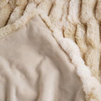 BATTILO HOME Ruched Luxury Faux Fur Throw Blanket Beige Tie-dye Rabbit Fur Blanket for Couch, Living Room, Fuzzy, Soft, Plush, Cozy, Elegant with Reversible Mink Blanket Beige, 60"x80"