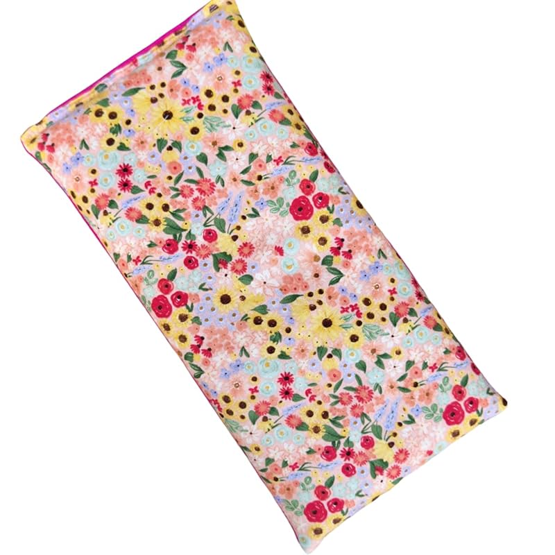 Large Microwave Heating Pad with Flax Seed, Scented or Unscented, Good For Back Pain or Cramps, Moist Heat Therapy or Ice Pack, Microwavable Bean Bag, 6" x 12" (Pink Floral, Lavender)