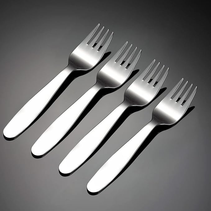 VANRA Premium 18/8 Stainless Steel Children's Cutlery - 5.8-inch Kids Dinner Forks, 4 Pieces Silverware Flatware Utensil Set for Home & School