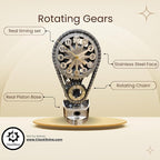 Chevrolet Small Block V8 Rotating Gear Clock – Stainless Steel Timing Chain Desk Clock by Clock9Nine, Chevy Truck Garage Decor, Muscle Car Gift, Hot Rod Man Cave Collectible, Car Show Trophy
