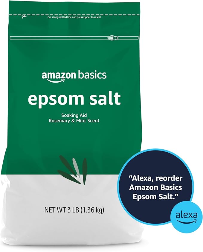 Amazon Basics Epsom Salt Soaking Aid, Rosemary & Mint Scent, 3 pound (Pack of 1) (Previously Solimo)