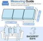 Large Backrest Cushion Covers Super Stretch Backrest Covers for 3 Cushion Couch Sofa, Couch Back Cushion Covers Featuring with Chenille Yarn (Softer Version, 3PC, Blue)