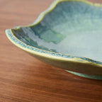 Ceramic Decorative Dish, 12'' Large Green Decorative Bowl, Versatile Centerpiece Decor, Key Bowl, Gift Decor Tray for Entryway Table Living Room Dining (12'' Dish)