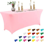 IVAPUPU 6FT Table Cloth for Rectangular Fitted Events Stretch Pink Table Covers Washable Cover Spandex Tablecloth Protector for Party, Wedding, Cocktail, Banquet, Festival