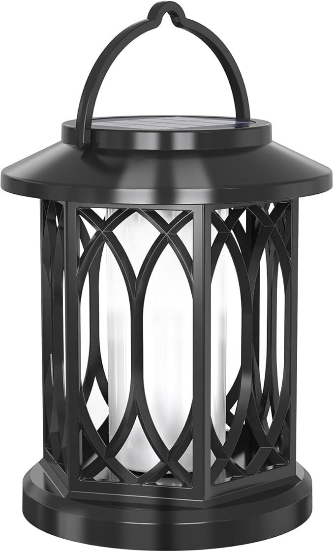 Solar Hanging Lanterns Outdoor, Flickering Flames Outdoor Solar Lights Hanging Lanterns Waterproof Decoration Lighting for Table, Garden, Patio, Tree (4 Pack)