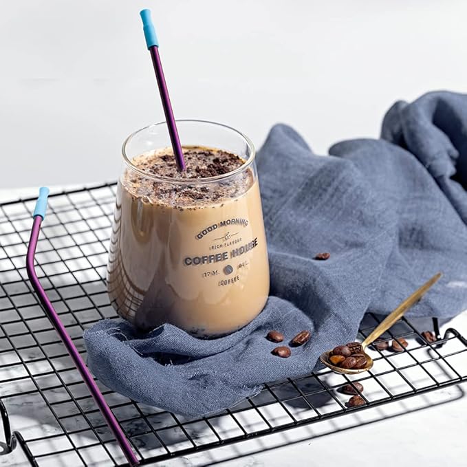 Travel Utensils Set with Case Reusable Portable Cutlery Set Stainless Steel 8pcs Including Dinner Knife Fork Spoon Chopsticks straws (Purple)