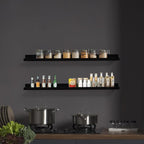 Black Floating Shelves 36 Inch Modern Picture Frame Shelf for Wall Picture Ledge Shelves with Lip Wooden Book Toy Shelves Set of 2 Bathroom Shelf Organizer for Living Room Bedroom Kitchen Wall Decor