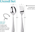 Ahimsa Stainless Steel Kids Utensils - Kids Fork and Spoon Set, Pediatrician Designed Toddler Silverware Set, 100% BPA Free & Dishwasher Safe (Classic)