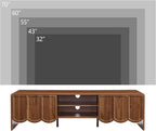 ORRD 63'' TV Stand, Modern TV Console Table Wave Panel Television Stands Entertainment Media Center with Storage Compartment and Sliding Door for Living Room (Walnut)