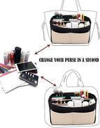 LEXSION Felt Purse Bag Organizer Insert with zipper Bag Tote Shaper Fit Speedy Neverful PM MM