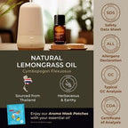 Gya Labs Lemongrass Essential Oil for Diffuser - 0.34 Fl Oz - 100% Pure Natural - Lemongrass Oil for Hair, Skin, Herbaceous, Candle Making Scent
