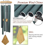 Wind Chimes Outdoor Deep Tone, 36 Inches Large WindChimes Outdoor Sympathy Windchime for Mom/Housewarming/Christmas, Garden Chimes for Outside Decoration. Green