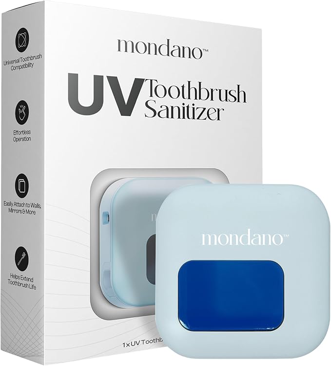Mondano UV-C Toothbrush Sanitizer and Holder, Toothbrush Case - Manual/Electric Toothbrush Cover for Any Toothbrush Head - Rechargeable Toothbrush Travel Case, Tooth Brush Cover Cap for Home