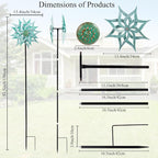 Viveta Metal Wind Spinners,53.5" Kinetic Wind Sculptures,Green Garden Pinwheels Double Layer Windmill for Outdoor Patio Lawn Yard