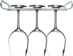 10 Inch Wine Glass Rack Under Cabinet Shelf Stemware Storage Hanging Hanger Organizer Glasses Holder with Drying Under Counter Metal for Kitchen and Bar Set of 4 Silver