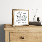 Inspirational Decor Sign, Wooden Plaques Sign Table Decor, Farmhouse Desk Signs, Rustic Home Decorate, Housewarming Decorate, Encouragement Gift, Life isn't About Waiting for the Storm to Pass Signs