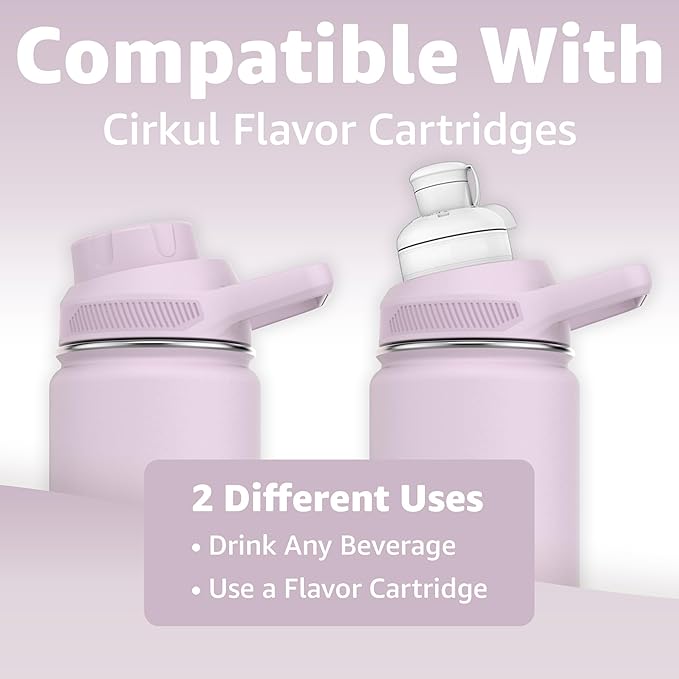 Chill Oasis Water Bottle | Compatible With Popular Flavor Cartridges | BPA Free, Leak Proof, Double-Walled Vacuum Insulated Stainless Steel, and Dishwasher Safe | Cold for 24 Hours (Lavender, 32oz)