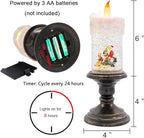 Eldnacele Battery Operated Lighted Flameless Candles Christmas Snow Globe Candle Light Swirling Water Glittering Spinning Candles for Home Decoration(Santa)