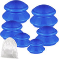 TrelaCo 6 Pcs Cupping Kit for Massage Therapy 3 Sizes Silicone Cupping Set Chinese Massage Therapy for Studio Household Cellulite Joint Pain Muscle Pain(Solid Blue)