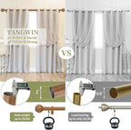 Wood Curtain Rods for Windows 28 to 48 Inch(2.3-4Ft),1 Inch Adjustable Curtain Rod,Heavy Duty Curtain Rods,Wooden Netted Texture Finial Drapery Rods,Single Window Curtain Rod 18-45",Brown Wood