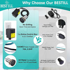 BESTILL Garbage Disposal Air Switch Kit - UL Listed, Brass 3.6" Long Push Button for Waste Disposer, Cordless Sink Top Switch Button, Matte Black, Compatible with all Garbage Disposals