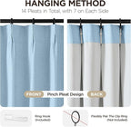 Joydeco Pinch Pleated Linen Curtains for Living Room, 100% Blackout Curtains 84 inches Long 2 Panel Thermal Insulated Pinch Pleat Drapes(Chambray Blue,40'' Wx84'' L)