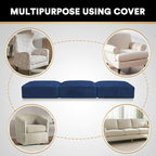 PrinceDeco Couch Cushion Covers, Stretch Washable Sofa Cushion Cover, Fitted Sofa Slipcover Velvet Fabric Non-Slip Furniture Protector for Dog,Pets, Kid (Each Width Up to 29.5", Navy)