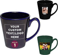 DISCOUNT PROMOS Custom Glossy Ceramic Latte Coffee Mug 12 oz. Set of 1, Personalized Bulk Pack - Perfect for Tea, Espresso, Cappuccino, Hot Cocoa - Blue