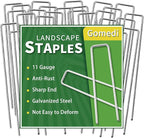 Landscape Staples 10 Inch 60 Pack, Garden Stakes Galvanized Garden Staples 11 Gauge, Plant Cover Stakes for Lawn Weed Barrier