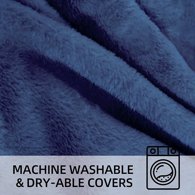 Bean Bag Chair 5Ft, Memory Foam Filled, Large Beanbag Chairs for Adults and Teens, Soft Sofa with Removable Flannel Cover, Round Couch for Living Room Bedroom College Dorm (Blue, 5FT-60×60"×24")