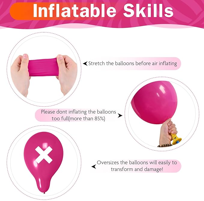 Pink Balloons Set 12 Inch Hot Dark Magenta Light Pastel Pink Metallic Latex Helium Balloon for Girls Baby Shower Princess Wedding Birthday Party Decorations