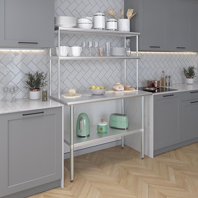 AmGood Double OverShelf Stainless Steel NSF - Many (48" Long x 14" Deep)