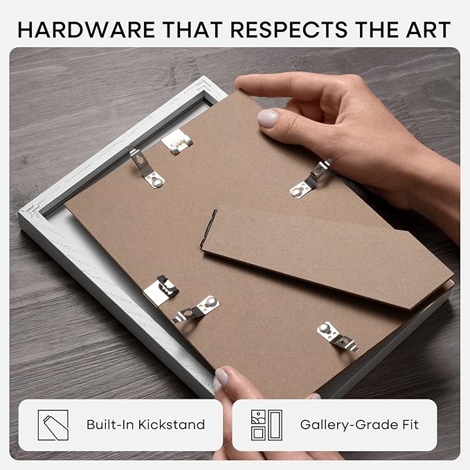 Homeforia 8x12 Picture Frame White, High End Oak 8 x 12 Wood Frames with Mat 6 by 8 Print, 8by12 Wooden Frame Matted to 6x8 inch Photo, 12x8 Wall or Tabletop Frames, Tempered Glass, Wall Kit, Set of 1