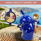 Ceramic Kitchen Canister with Silicone Seal Lid,Modern Elegant Design Airtight Lid Storage Food Jar Canister for Kitchen Sugar Coffee Tea Spice or More (Colorful)