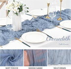 12 Pack Dusty Blue 10FT Cheesecloth Table Runner Rustic Gauze Fabric Cheese Cloth Table Runner for Wedding Bridal Baby Shower Table Decor 20 x 120 Inch Long Boho Sheer Birthday Party Table Decorations
