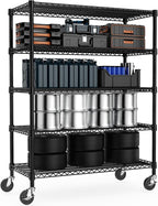 Garage Shelving 5 Tier Industrial Metal Shelving Units for Commercial, Basement, Pantry, Warehouse, School, Black Heavy Duty Easy Assembly 23.6" D x 53.2" W x 73.6" H
