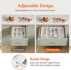 Lifewit Utensil Organizer for Kitchen Drawers, Expandable from 13‘’ to 22.4'', 15'' Depth, Plastic Cutlery Silverware Flatware Holder, Spatula Tools and Gadgets Storage, Large, White