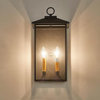 18 Inch Wall Light in Clear Glass and Textured Black and Golden Candle Cap Sleeve,Outdoor Lighting Wall Sconce,2-Light 120watts for House Doorway Garage,Bulb Not Included.