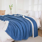 Soft Fuzzy Throw Blanket - Blue Cozy Warm Knit Fluffy Plush, Lightweight & Breathable, Throw for Bed, Chair, Sofa, Couch, Outdoor, 60"X80", Oeko-TEX Certified