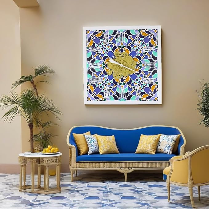 The Gears Clock Wall Clock Italy Collection with Moving Gears (Tramonti, 36 inch Square)