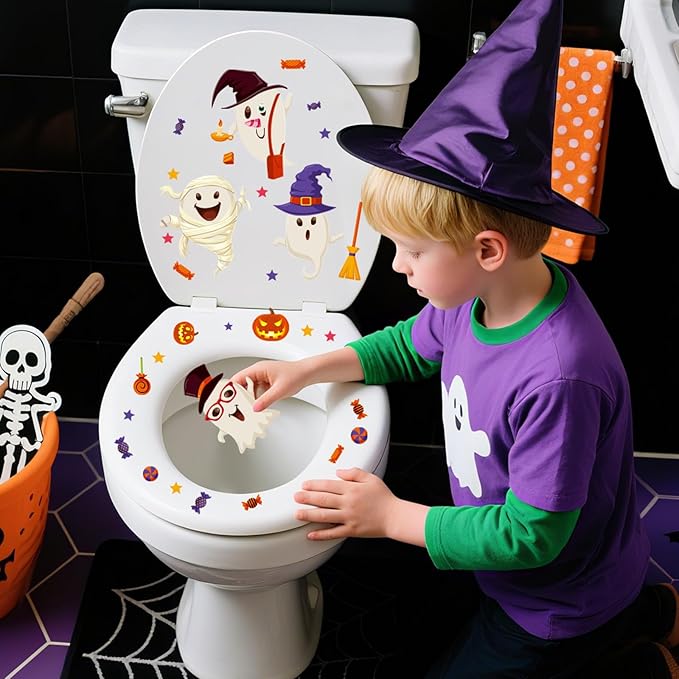 6 Sheet Halloween Stickers Clings Cute Ghost Decals Decor for Kids, Vintage Ghost Evil Pumpkin Reusable Window Stickers for Halloween Party Supplies Home Glass Decorations