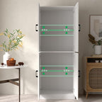 White Kitchen Pantry, 71" Tall Cabinet with Doors, Hutch with Storage for Dining Room